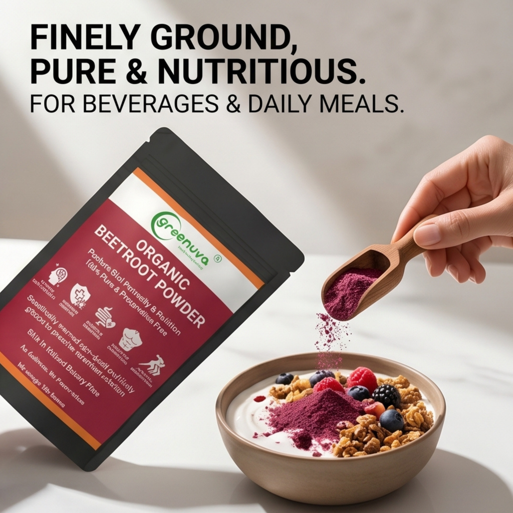 Greenuva Beetroot Powder is a natural, nutrient-rich superfood