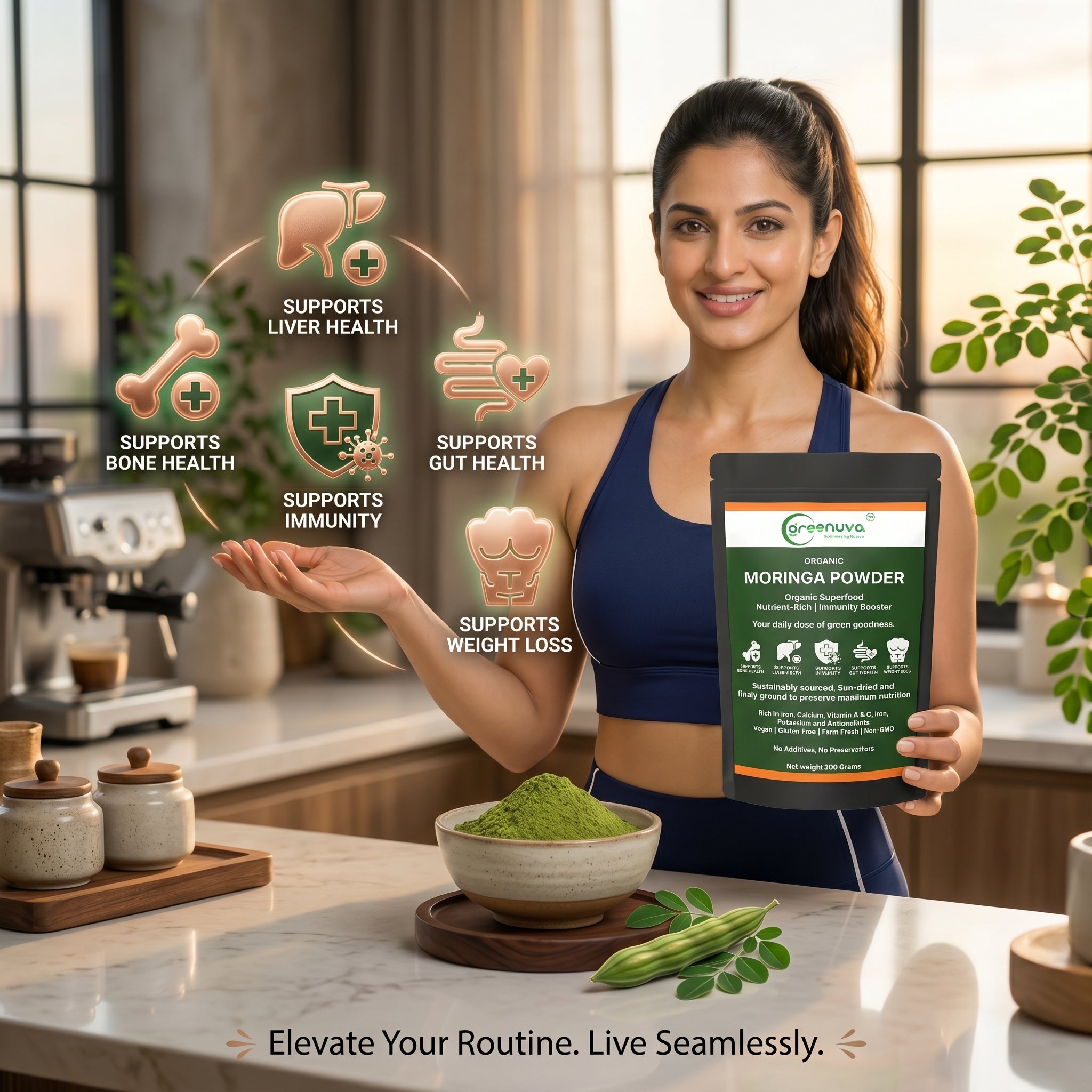 Greenuva Moringa Powder is a powerful, plant-based superfood