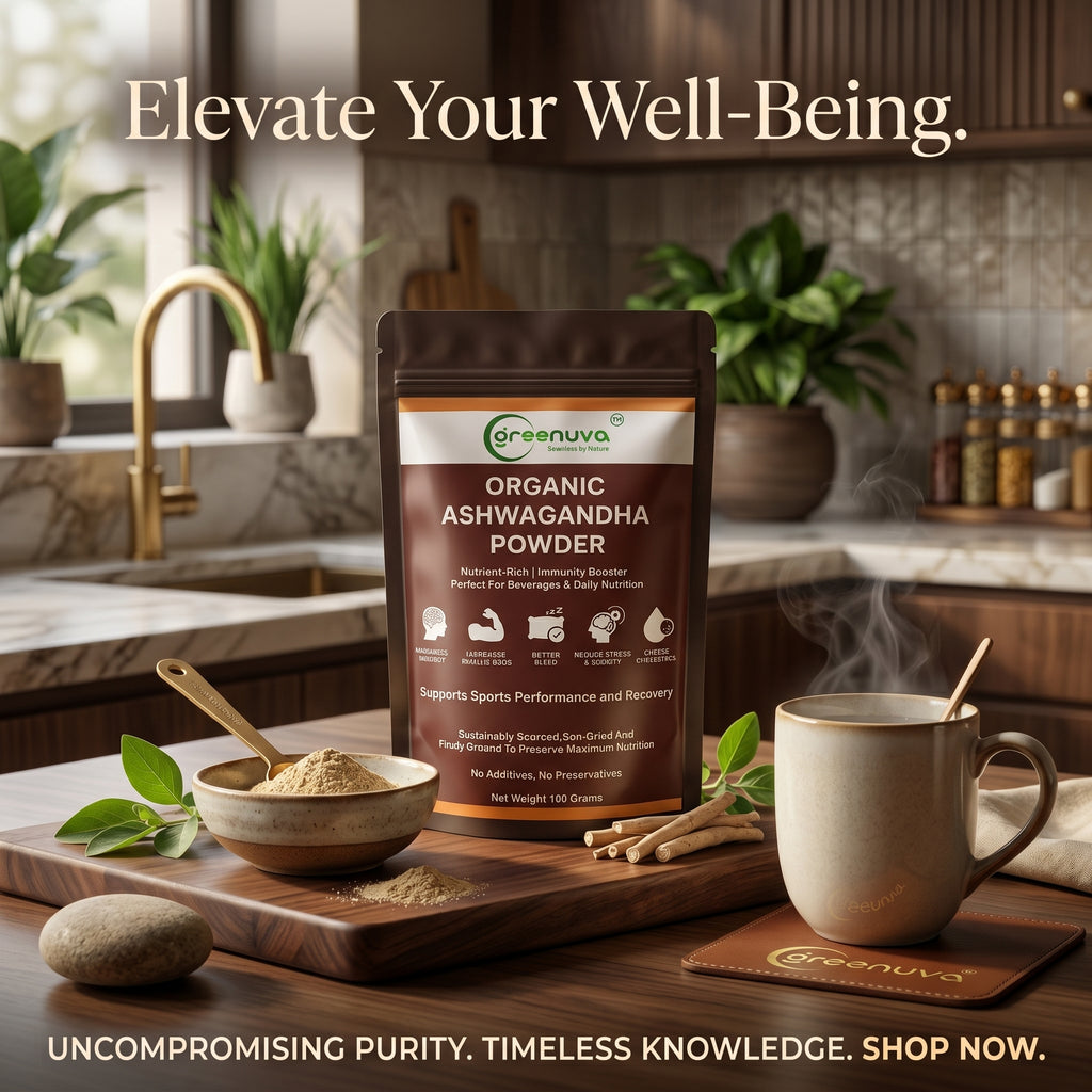Greenuva Ashwagandha Powder is a powerful Ayurvedic superfood