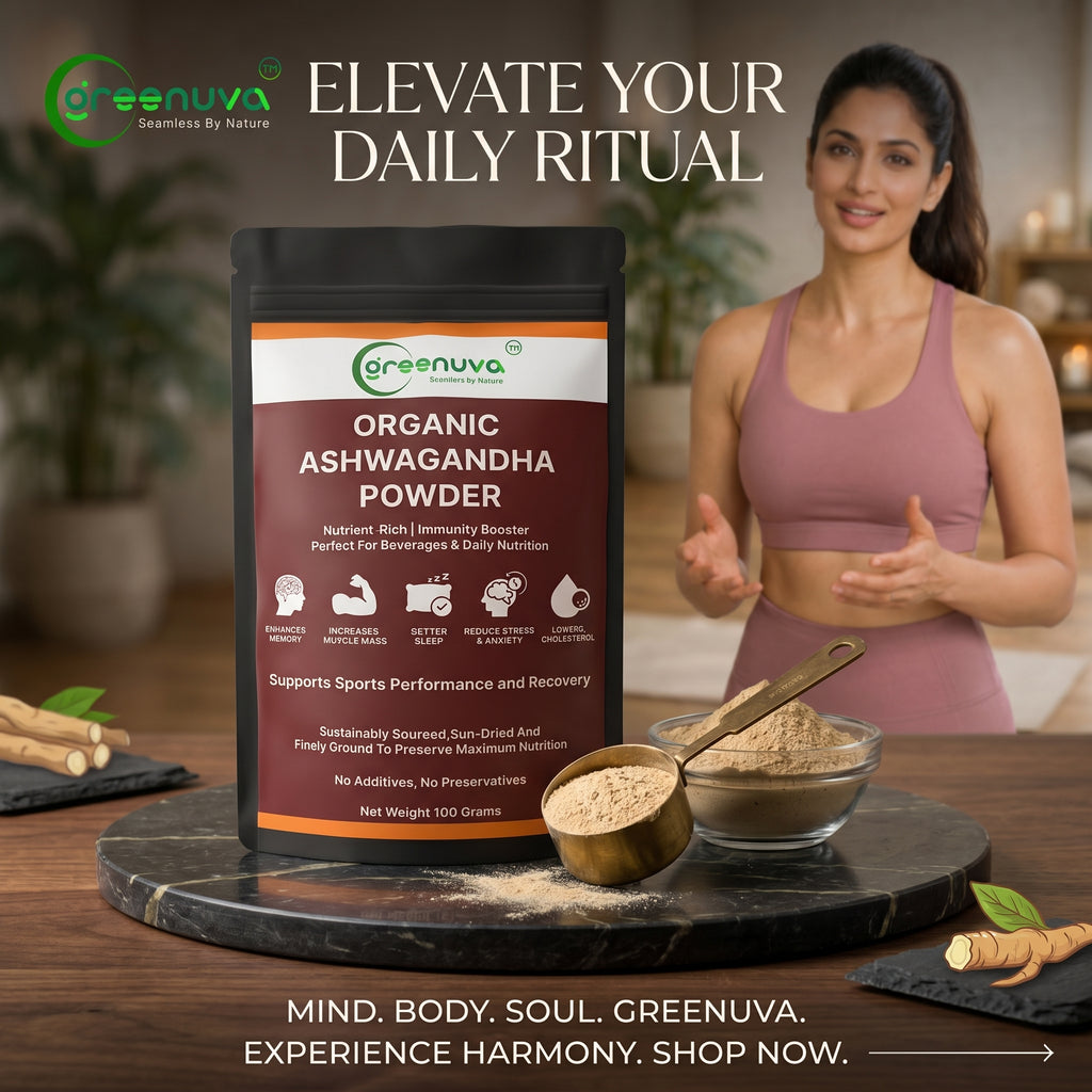 Greenuva Ashwagandha Powder is a powerful Ayurvedic superfood