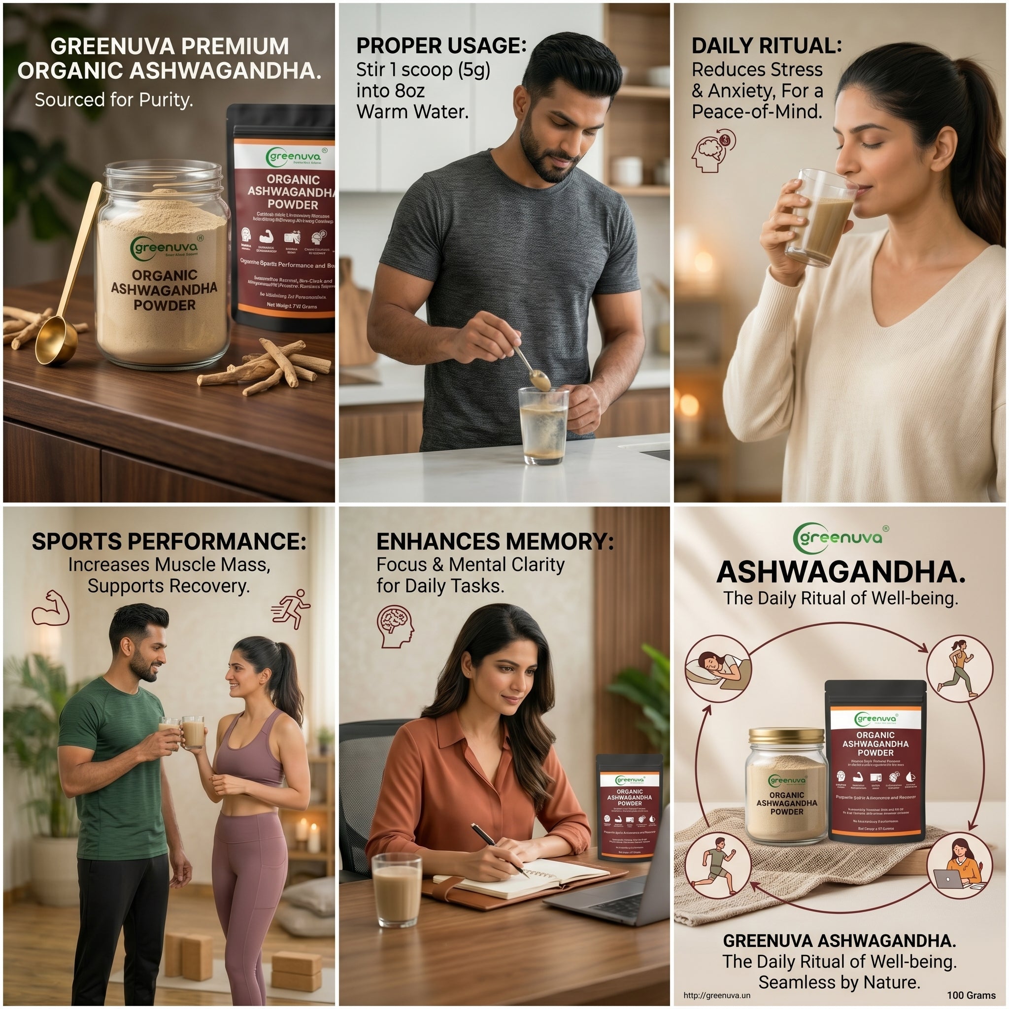 Greenuva Ashwagandha Powder is a powerful Ayurvedic superfood