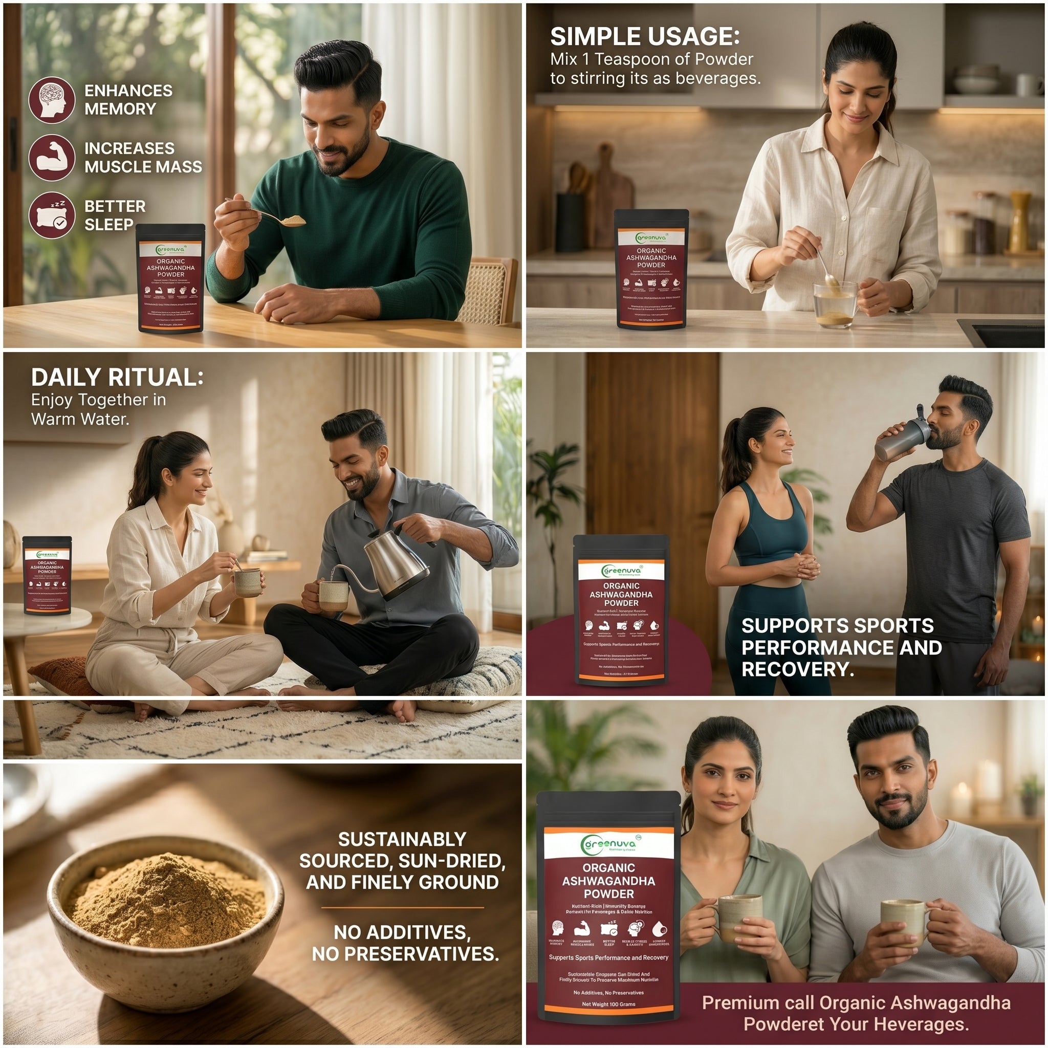 Greenuva Ashwagandha Powder is a powerful Ayurvedic superfood