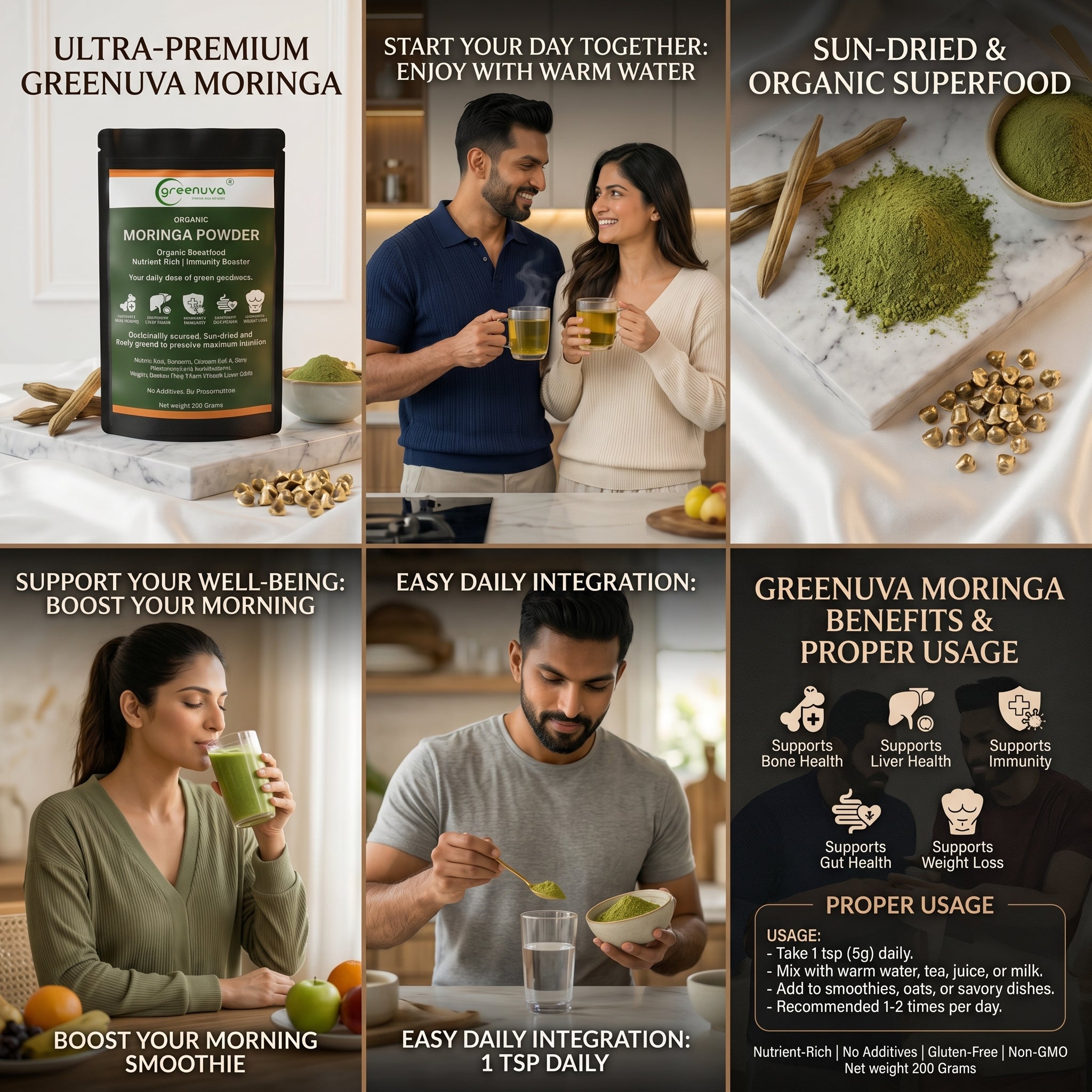 Greenuva Moringa Powder is a powerful, plant-based superfood