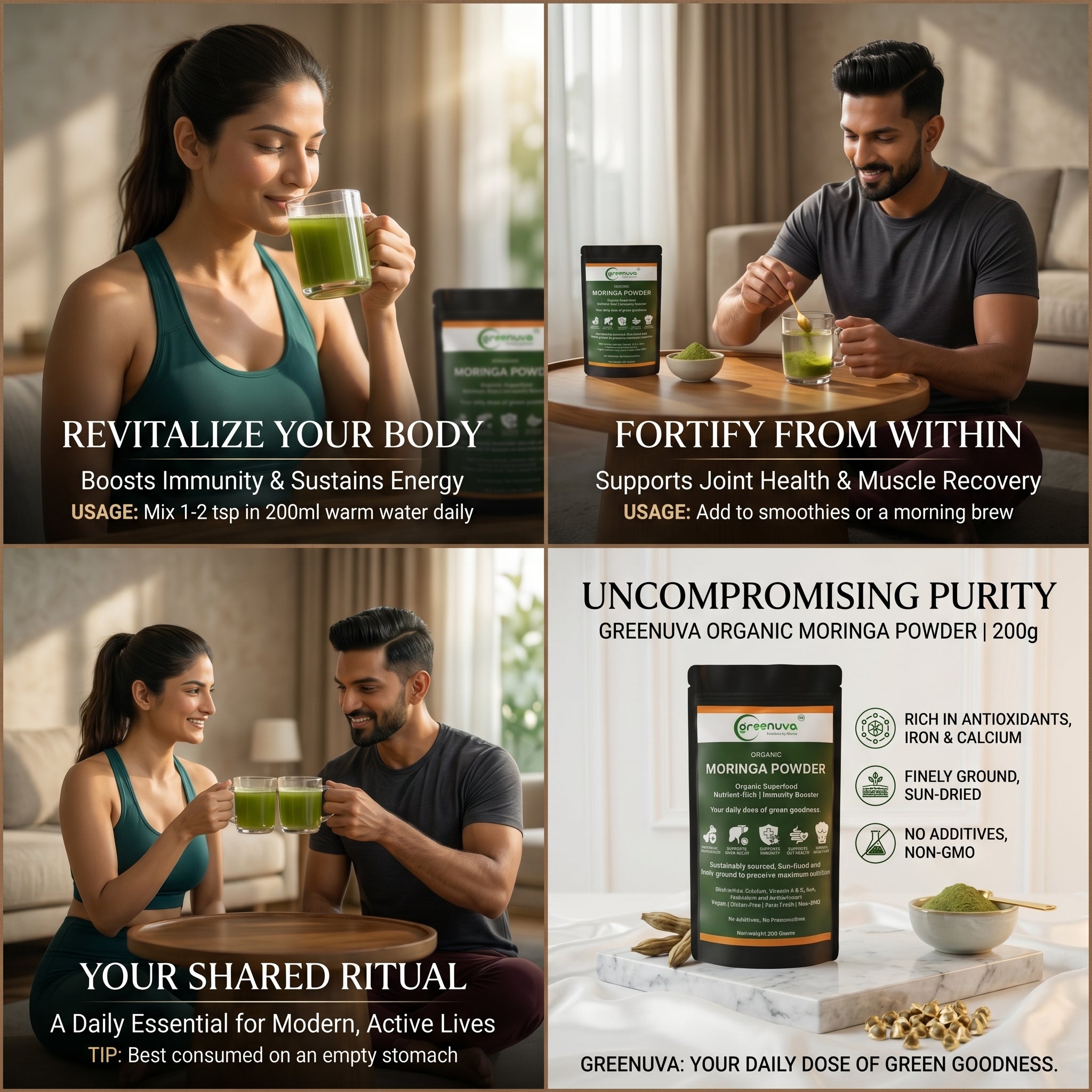 Greenuva Moringa Powder is a powerful, plant-based superfood