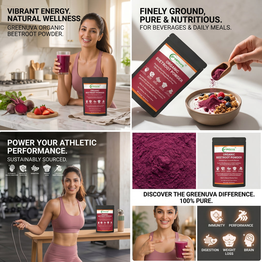 Greenuva Beetroot Powder is a natural, nutrient-rich superfood