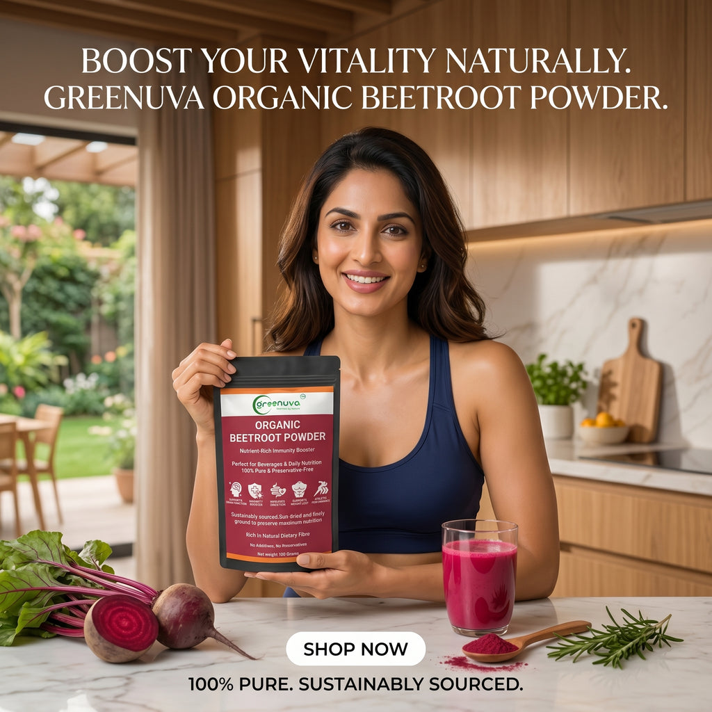Greenuva Beetroot Powder is a natural, nutrient-rich superfood