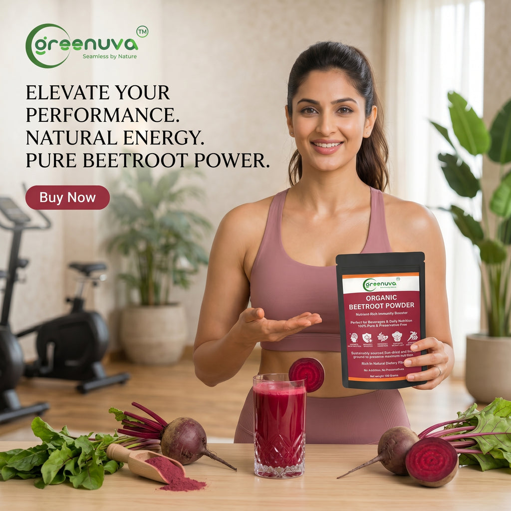 Greenuva Beetroot Powder is a natural, nutrient-rich superfood